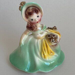 Vintage Josef Originals Head Tilt Taffy Figurine Flower Basket Girl
